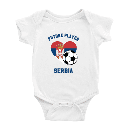 

Future Soccer Player Serbia Soccer Fan Baby Rompers Baby Clothes (White 18-24 Months)