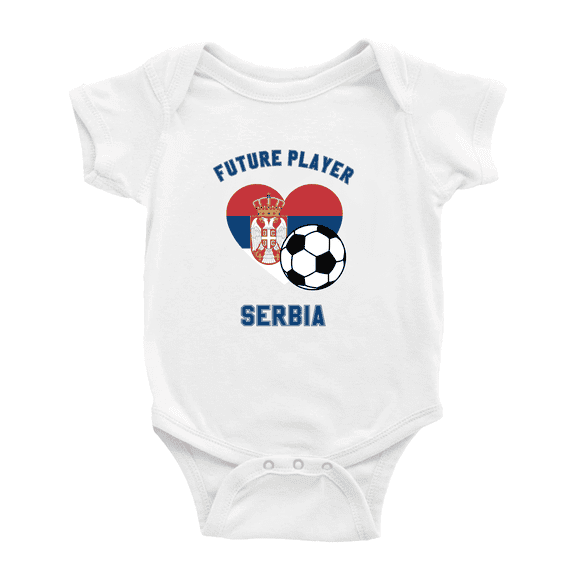 Future Soccer Player Serbia Soccer Fan Baby Rompers Baby Clothes (White, 0-3 Months)