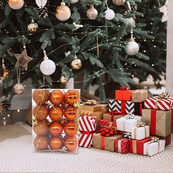 Offres du Jour en Liquidation! Topliu Boule de Noël 3cm Décoration de Vacances 24 Boîtes avec Poudre Mate Lumineuse Boule Suspendue Colorée Électroplaquée Décorations