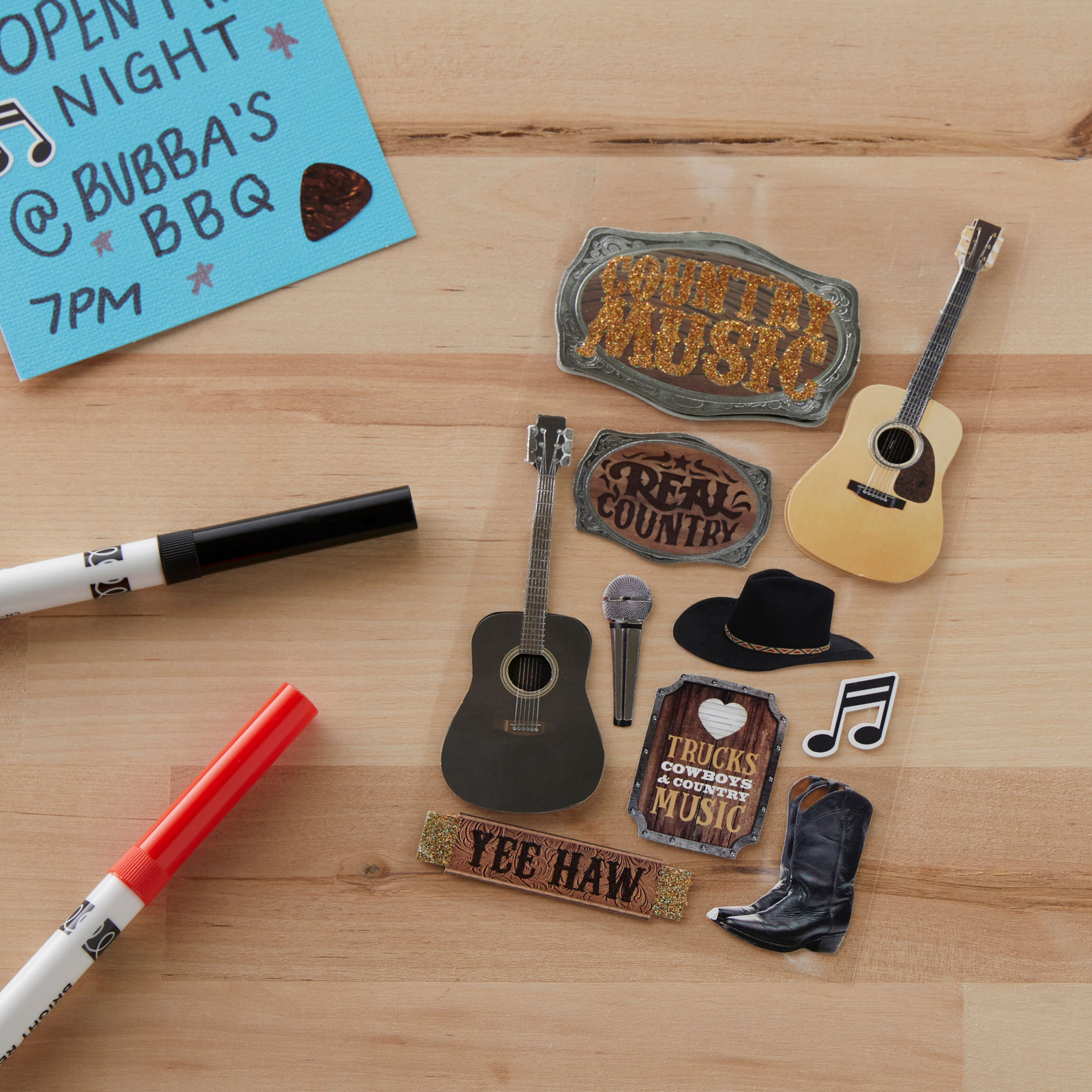 Recollections Country Music Stickers, 12 Pack