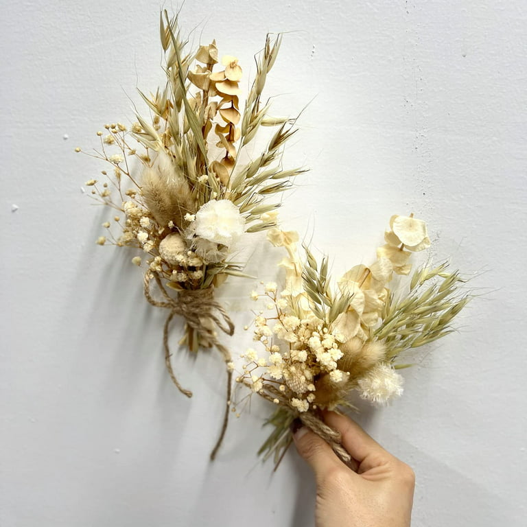 Mini Corsage Flower Bouquet With Bunny Tails And Grass For DIY