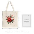 thumbnail image 3 of Vibrant Red Rose Canvas Tote Bag with Green Leaves & Orange Flowers - Perfect for Shopping Travel & Parties - Eco-Friendly & Stylish, 3 of 4