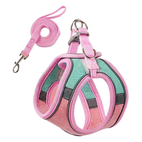 Cat Harness and Leash Set, Escape Proof Vest for Cats, Adjustable Soft Suede Cat Walking Harness with Reflective Strips, Safe Kitten Harness for Outdoor Walking