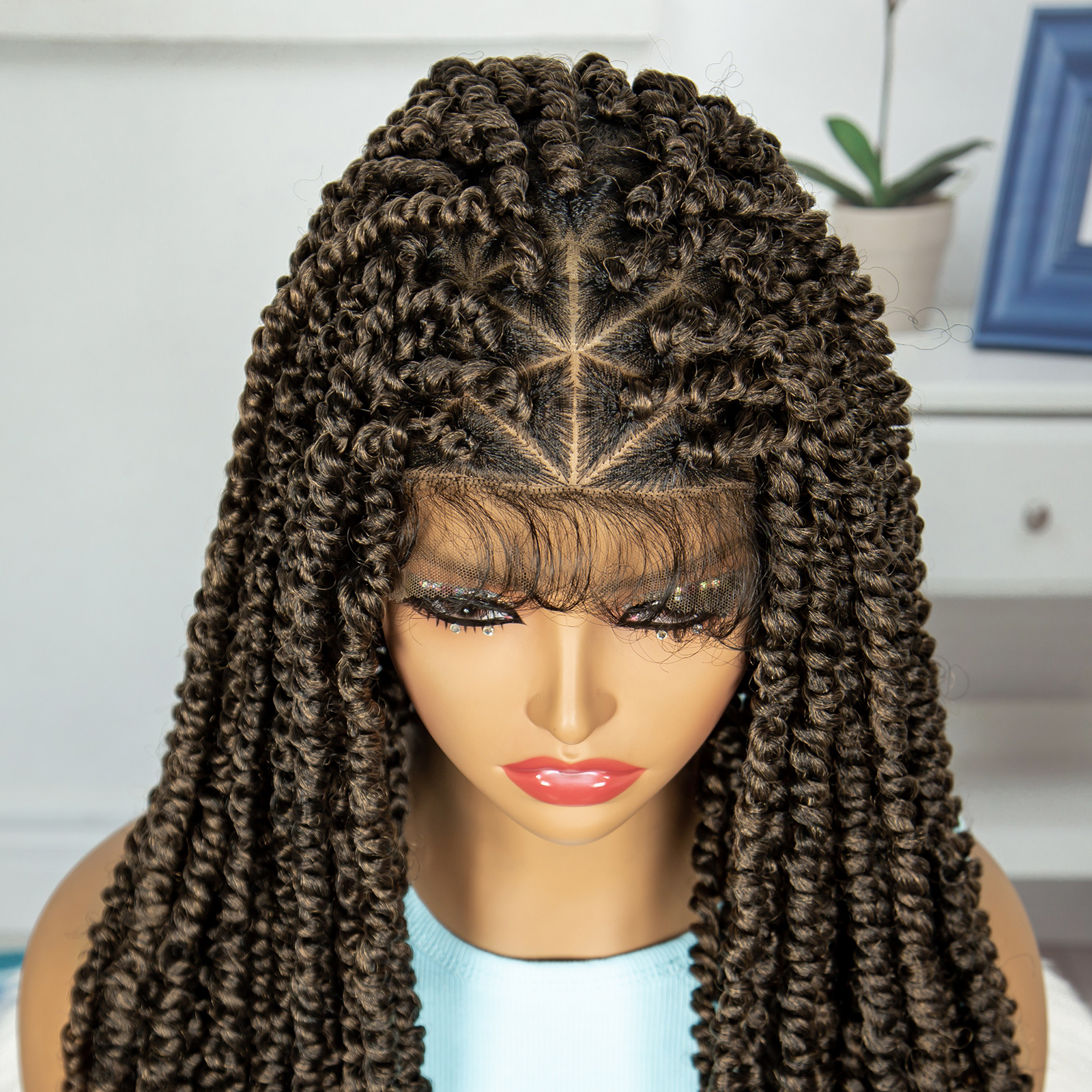 Braided Wigs for Women Synthetic Full Lace Wig Braided Wigs Knotless Box Braided Wigs Braid Braiding Hair Water Wave Wavy Braids Wigs 26 inches (1B/27 Color)
