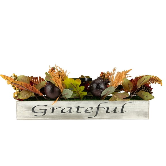 Northlight Autumn Harvest Triple Candle Holder in a Rustic Wooden Box Centerpiece - 24"