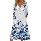 thumbnail image 1 of Moda mujer verano estampado casual cuello pico botón manga larga vacaciones bolsillos vestido Fridja  yut6003, 1 of 5