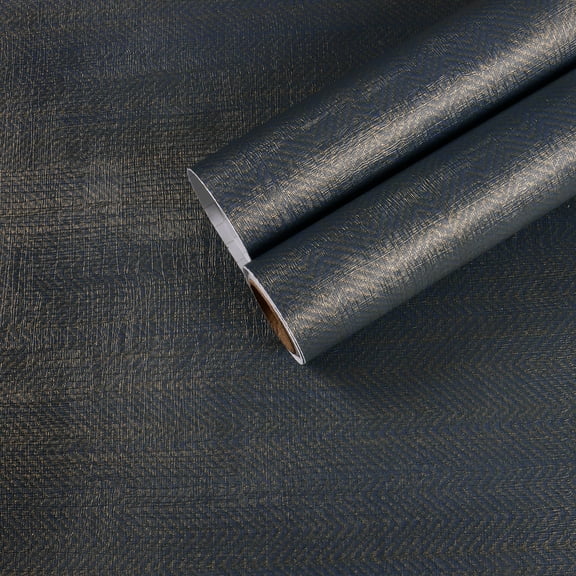 CHIHUT Faux Grasscloth Peel and Stick Contact Paper for Countertops Waterproof Self Adhesive Blue Wallpaper Fabric Removable Wall Paper Geometric Decor Vinyl Roll for Kitchen Cabinets 17.7"x236"