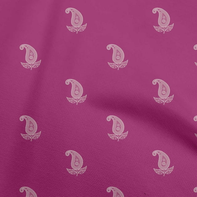 oneOone Cotton Poplin Pink Fabric Asian Block Paisley Craft Projects Decor Fabric Printed By The Yard 42 Inch Wide