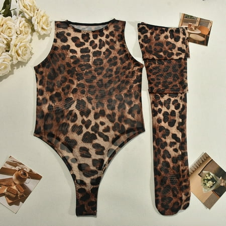 Generic Lingerie Mesh Leopard Print Printed Sexy Temptation Jumpsuit Sexy Lingerie Stockings Suit