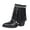 Black, variant on Women's Fringe Cowboy Boots with Studded Chunky Heels Mid Calf Western Cowgirl Boots Perfect for Country Music Festivals
