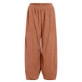thumbnail image 7 of GEWSEY Women Cotton Pants Wide Leg Pants Casual Loose Baggy Elastic Waist Beach Palazzo Harem Pants (Orange, XL), 7 of 7
