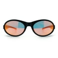 thumbnail image 3 of Retro Apocalyptic Oval Deep Windbreaker Side Visor Plastic Sunglasses [Matte Black - Orange Mirror], 3 of 7