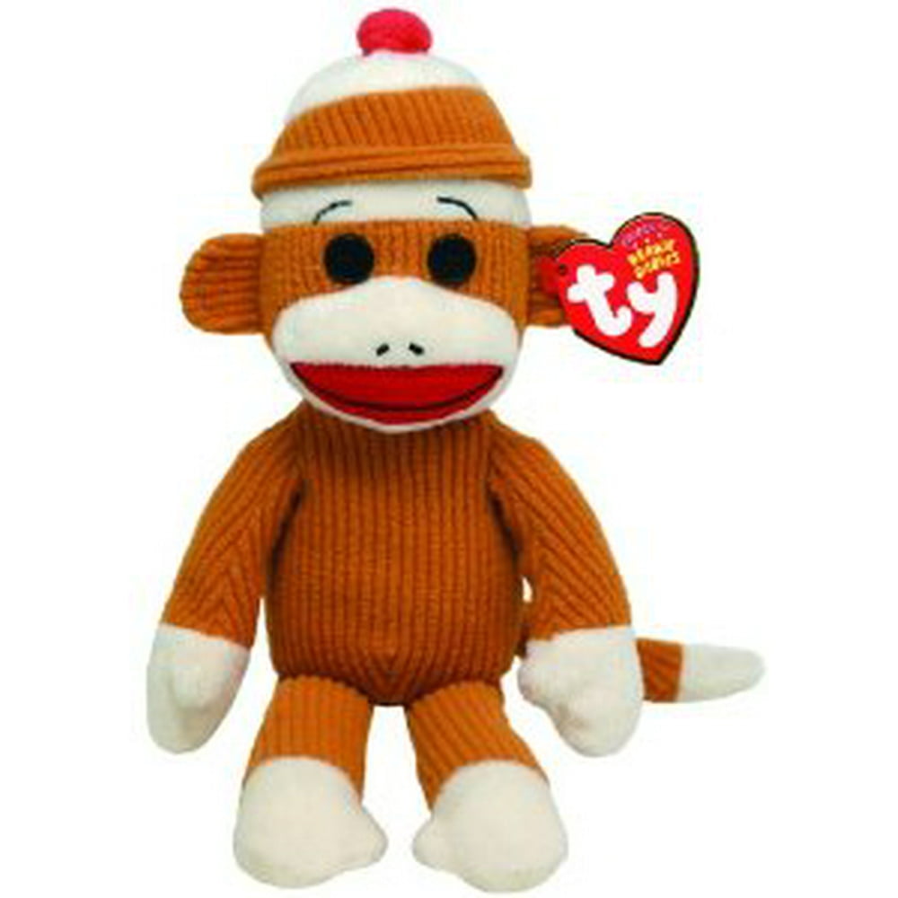 TY Beanie Baby - SOCKS the Sock Monkey (Tan Corduroy) (8.5 inch