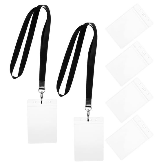 BESTYASH 6pcs Name Tag Badge Cover Case ID Card Holders Black Plastic Holding Cards for Students