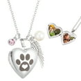 thumbnail image 1 of Colgante de Huella de Perro Uxcell para Mujeres, Acero Inoxidable con Piedra Rosa de Octubre, Ala, Perla y Caja de Regalo para Amantes de Perros y Gatos, 1 of 7