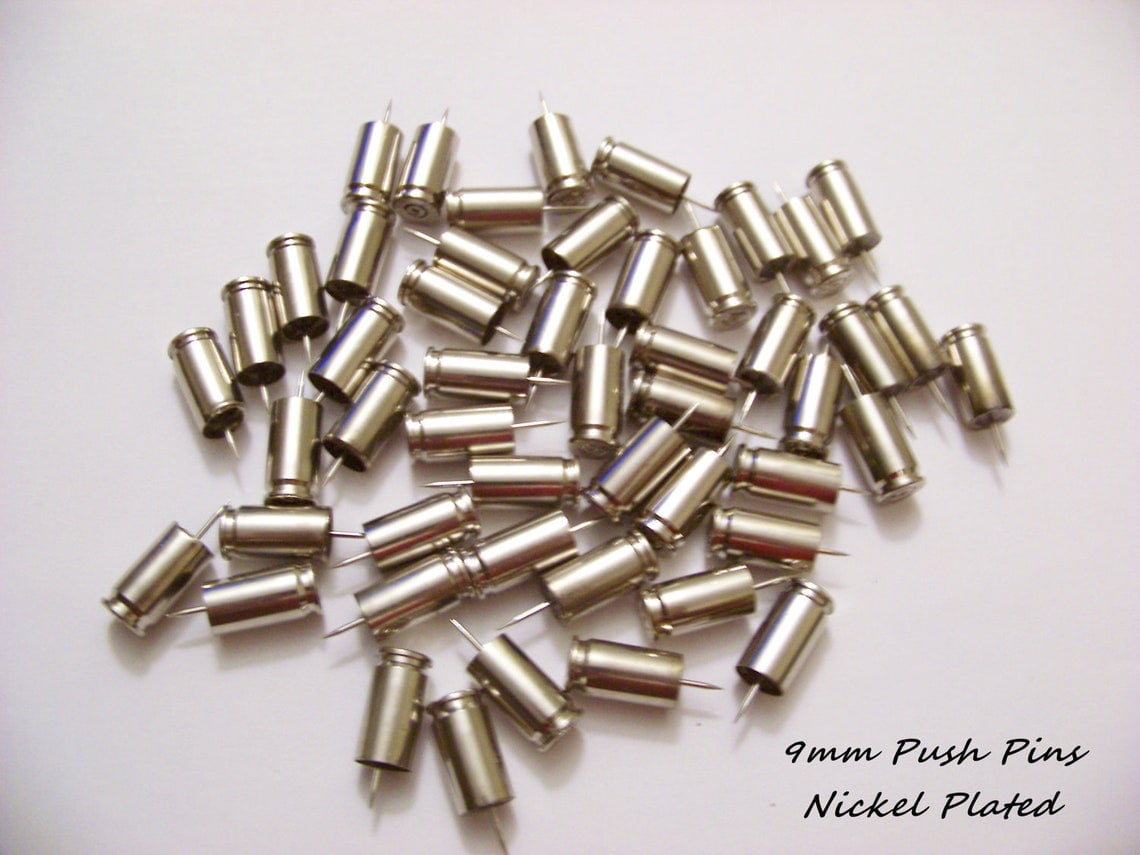 Eight Brand New 9mm Brass Bullet Push Pins Thumb Tacks Cork Board Pins 