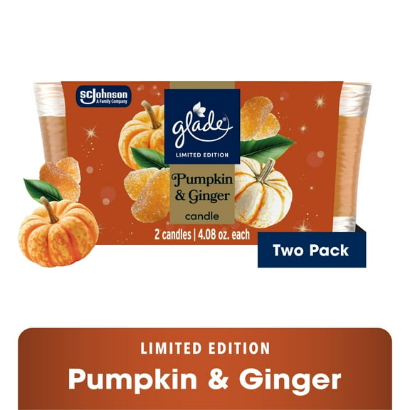Glade® Candle Jar, Christmas Holiday Pumpkin & Ginger, 4.08oz., 2 Count