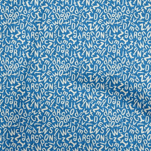 oneOone Georgette Viscose Medium Blue Fabric Alphabet Dress Material Fabric Print Fabric By The Yard 42 Inch Wide