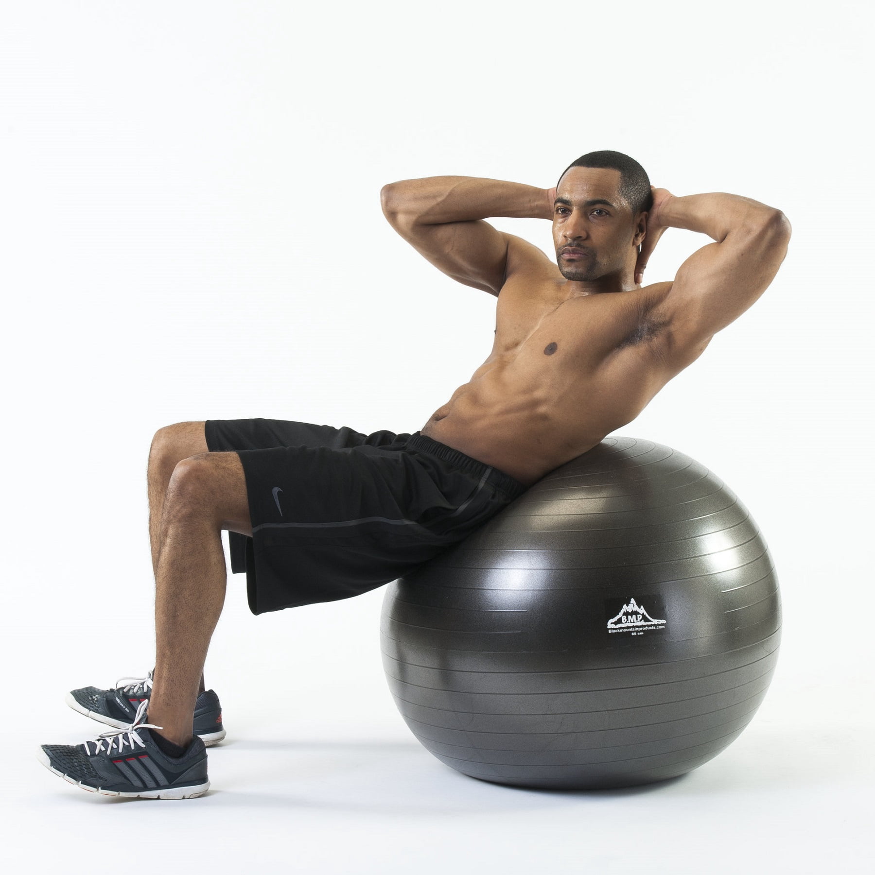 Black Mountain Products Professional Grade Stability Ball - Pro Series 1000lbs Anti-burst 2000lbs Static Weight Capacity, 75cm Black