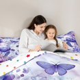 thumbnail image 4 of jejeloiu Cartoon Turtle Bedding Comforter Set 7 Pieces,Wpurple Butterfly Coral Full Bedding Set,Watercolor Splashing Ink Fitted Sheet Flat Sheet For Girls,Lightweight Bedroom Decoration Reversible, 4 of 8