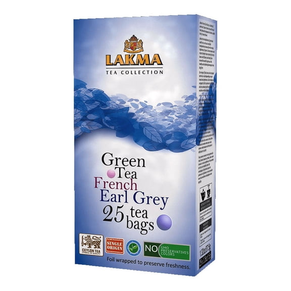 Lakma Green Tea French Earl Grey with Bergamot & Cream Flavor - 25 Tea Bags Fruity Collection
