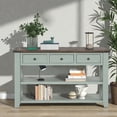 thumbnail image 2 of Tcbosik 48 inch Console Table, Entryway Table with Open Shelves and 3 Storage Drawers, Behind Couch Table for Foyer, Hallway, Living Room, Retro Blue, 2 of 9