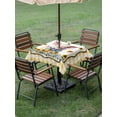 thumbnail image 4 of Outdoor Tablecloth with Umbrella Hole for Patio/Picnic/Party/Camping, Pig Sunflowers Waterproof Table Cloth Square Cover Washable, Yellow Floral Elegant Checkered Pastoral (60"x 60"), 4 of 8