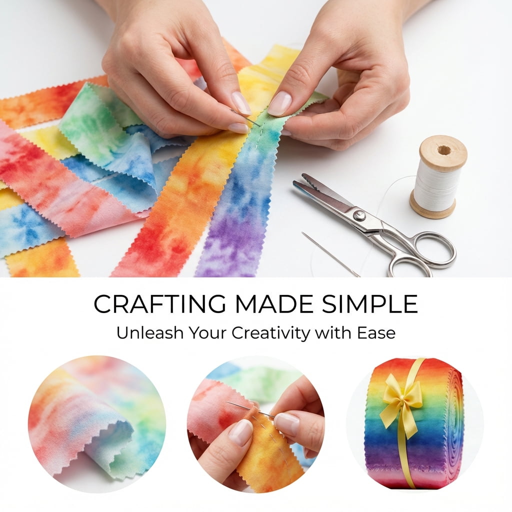 iMzoon 80 Pcs Jelly Roll Fabric Strips for Quilting Sewing,2.56 Inch Precut Cotton Fabric Bundles with Wavy Edges, Rainbow Color Ombre Floral Quilting Fabric, Perfect for Quilt DIY Sewing Supplies