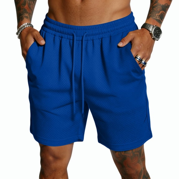 AHMOMEI Men's Quick Dry Hiking Shorts Stretch Elastic Waist Wide Leg Mens Athletic Shorts Basketball Running Workout Basketball Shorts Men Royal Blue 3XL