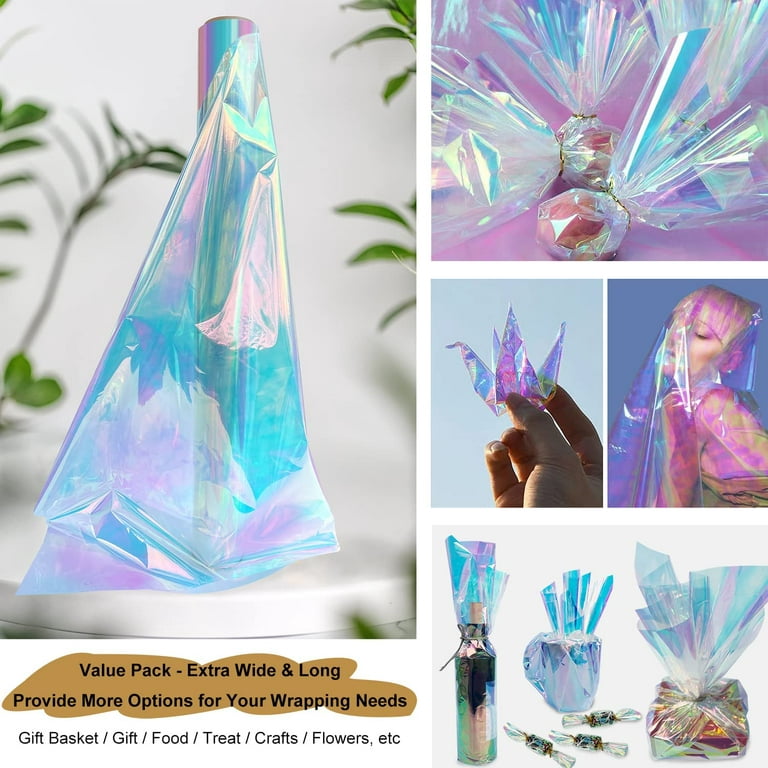 Clear Iridescent Cellophane Wrapping Gift Paper Cello Birthday Hamper Wrap  film