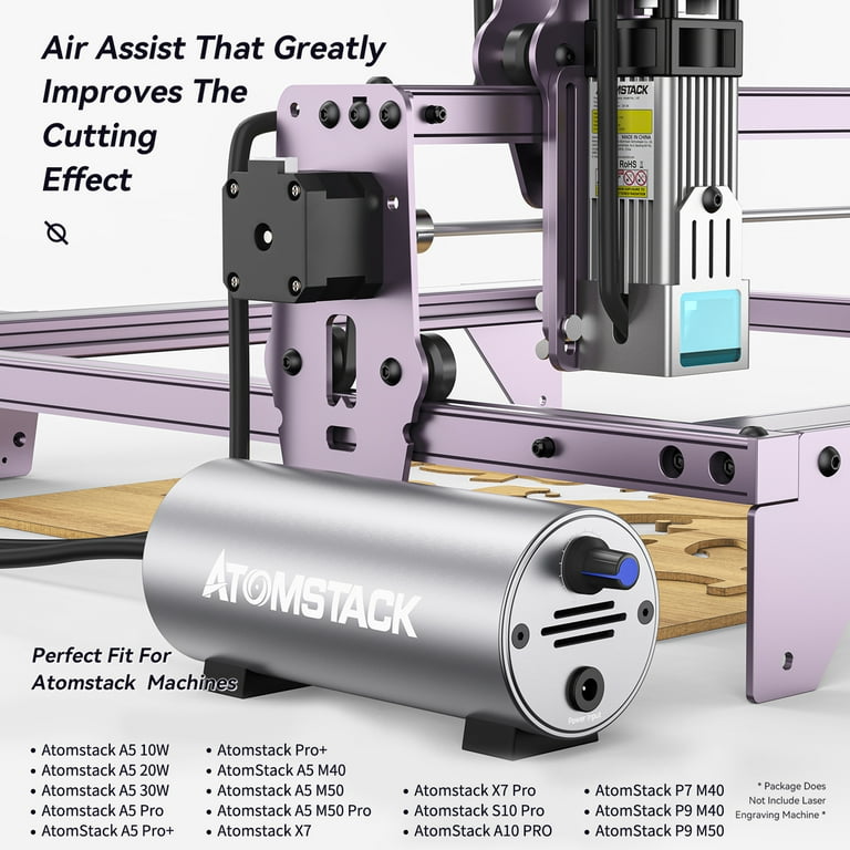 ATOMSTACK CuttingEngraving Air-Assisted Accessories HIgh Airflow 10-30Lmin  Adjustable to Remove Smoke and Dust Easy to Install for ATOMSTACK A5 X7 S10  A10 PRO Engraver 