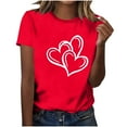 thumbnail image 3 of Valentines Day Shirts Women Cute Heart Print Short Sleeve T Shirts Casual Crewneck Loose Basic Tops Soft Lightweight Blouses Red Tops,Size S-4XL, 3 of 8