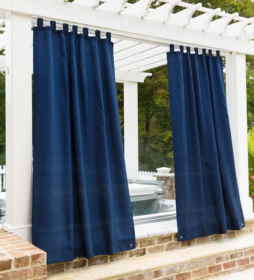 Plow & Hearth Grasscloth Outdoor Curtain Panel with Tab Top, 54