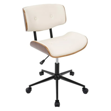 UPC: 0681144445553 | Lombardi Mid-Century Modern Adjustable Office Chair With Swivel In Walnut And Cream