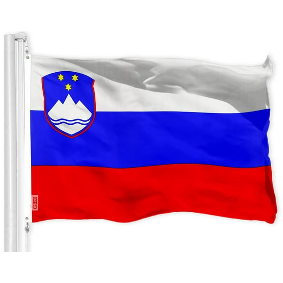 G128 Slovenia Slovene Flag | 3x5 Ft | Printed 150D Polyester - Indoor/Outdoor, Vibrant Colors, Brass Grommets, Quality Polyester, Much Thicker More Durable Than 100D 75D Polyester