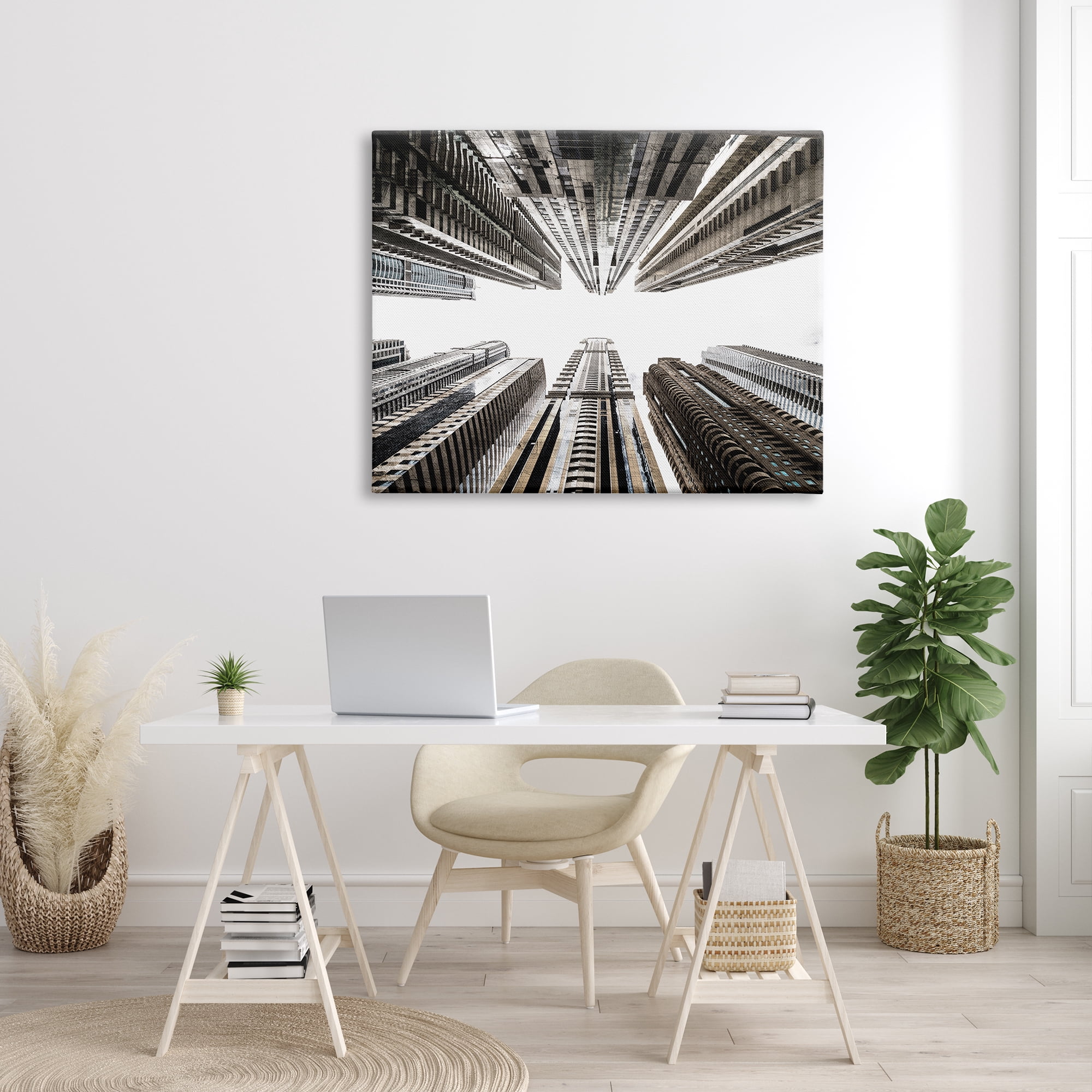 Stupell Industries Looming City Buildings Looking Up Urban Architecture Photograph Gallery Wrapped Canvas Print Wall Art, Design by Kim Allen