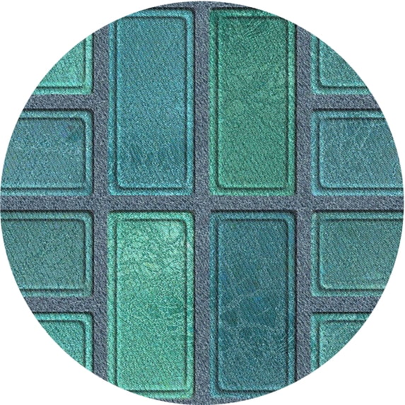 Ahgly Company Indoor Round Patterned Teal Green Novelty Area Rugs, 8' Round