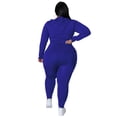 thumbnail image 2 of Plus Size Women’s Two Piece Outfit Solid Color Long Sleeve Top and Pants Casual Matching Set Relaxed Fit Comfortable Everyday Wear, 2 of 5