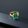 thumbnail image 6 of Gem Stone King 18K Yellow Gold Plated Silver Emerald Cut Green Simulated Emerald Ring for Women | 5.66 Cttw | Available in Size 5, 6, 7, 8, 9, 6 of 6