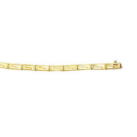 JewelStop 14K Yellow Gold Shiny Graduated Greek Key Fancy Bracelet, Box Catch Clasp 7.25 Inches