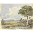 thumbnail image 3 of Pieter van Loon 14x12 Black Modern Framed Museum Art Print Titled - Landscape with Farm (1811 - 1873), 3 of 5