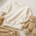 thumbnail image 5 of Yibosean 3-Pack Baby and Toddler Girls Crewneck Sweatshirts, Bow and Solid for Girls clothes, Pearl White, Seashell Pink, Mint Green, 6M-4T, 5 of 8