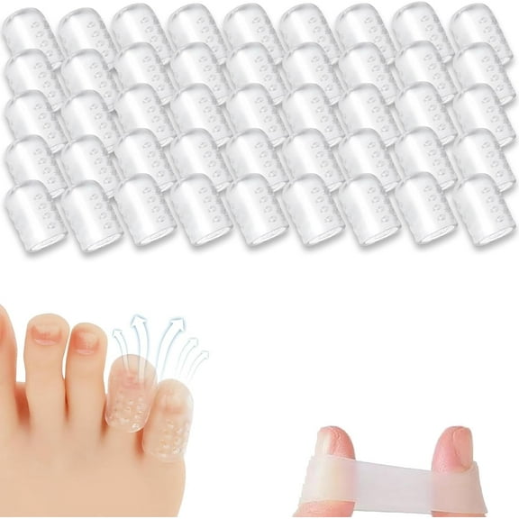 50Pcs Silicone Anti-Friction Toe Protector, Silicone Toe Protectors, 2024 New Gel Toe Protectors, Breathable Little Toe Covers, Blisters, Calluses, and Corns Protection