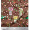 thumbnail image 1 of Soimoi Cotton Voile Fabric Bottle,Camellia & Rose Floral Print Fabric by The Yard 42 Inch Wide, 1 of 1