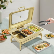 Chafing Dish Buffet Set Stainless Steel 3-Grid Food Warmer W/ Transparet Cover