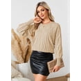 thumbnail image 4 of Pink Queen Women's Sweaters Winter 2026 Crewneck Pullover Long Batwing Sleeve Oversized S-XL, 4 of 8