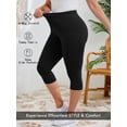 thumbnail image 2 of SHOWMALL Women's Plus Size High Waisted Capri Yoga Leggings with Pockets, Black 3X Tummy Control Cropped Workout Pants for Gym & Running, 2 of 9