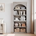 thumbnail image 1 of Arched Bookcase 5 Tier Bookshelf 68.7inch Tall Bookcase Farmhouse Curved Storage Rack Wooden Bookshelves for Home Office, Living Room, 1 of 6