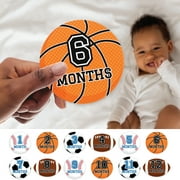 Big Dot of Happiness Go, Fight, Win - Sports - Baby Monthly Cards - Shaped Acrylic Milestone Markers - Set of 12