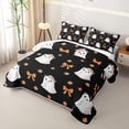 thumbnail image 3 of Erosebridal Boho Floral Ghost Quilt King, Happy Halloween King Coverlet Set for Girls, Black Orange, 3pcs 1 Bedspread and 2 Pillowcases, 3 of 7